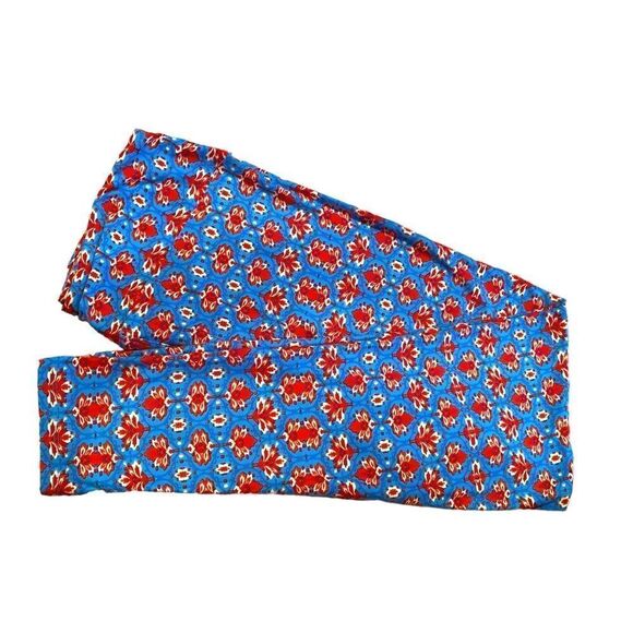 0573  LuLaRoe Size T & C Leggings Floral Print Blue and Red New - Picture 1 of 5